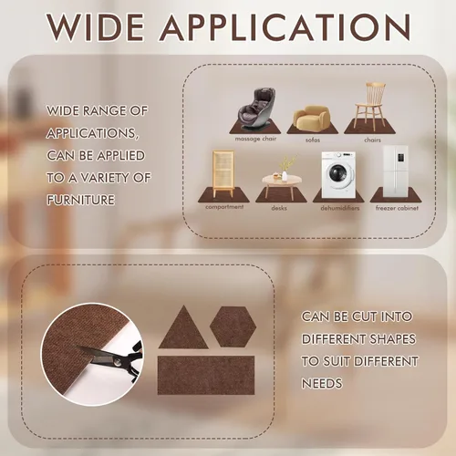 Miniatura 7 de Almohadillas reclinables para suelos de madera dura, pinzas reclinables antideslizantes, almohadillas para muebles para alfombras, tapete Marrón