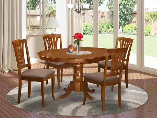Miniatura 2 de East West Furniture POAV5-SBR-C - Juego de comedor de 5 piezas para 4 personas, incluye una mesa de comedor ovalada con hojas de mariposa y 4 sillas