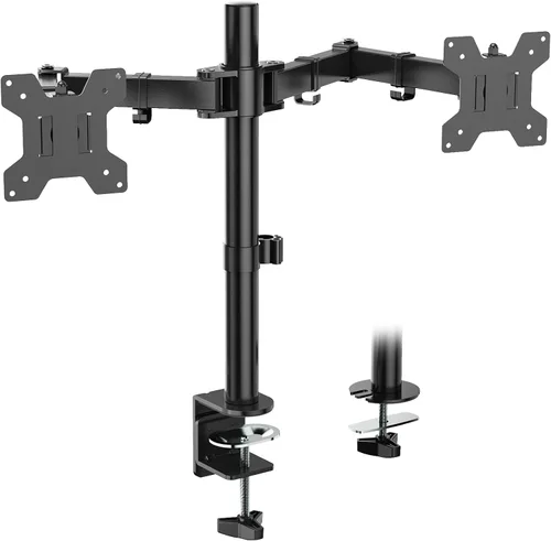 Miniatura 13 de WALI Soporte para monitor cuádruple para pantallas de 13 a 27 pulgadas, soporte de 4 monitores totalmente ajustable con kit de base giratoria