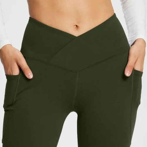 Miniatura 3 de Ceboyel Pantalones de yoga con corte de bota para mujer, leggings de entrenamiento de cintura alta, pantalones deportivos con bolsillos