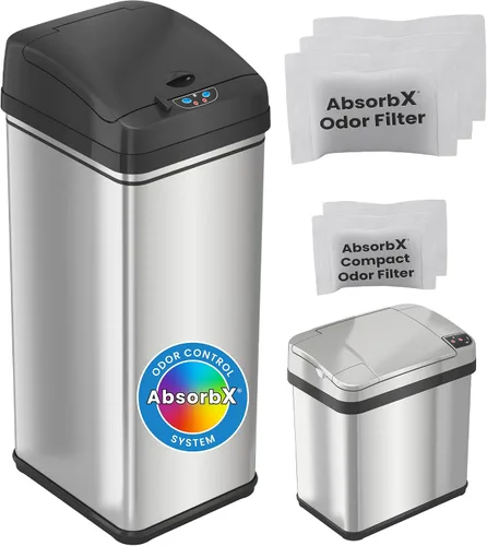 Miniatura 9 de iTouchless Latas de cocina con sensor automático sin contacto de 13 galones y 2.5 galones con sistema de control de olores, acero inoxidable