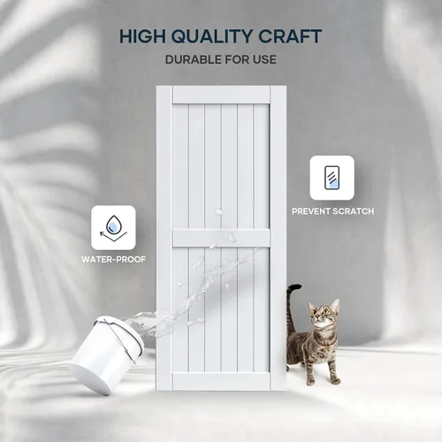 Miniatura 4 de Puerta de granero EaseLife de 36 x 84 pulgadas en blanco con kit de herrajes para puerta corredera de 6.6 pies incluido y manija, madera maciza