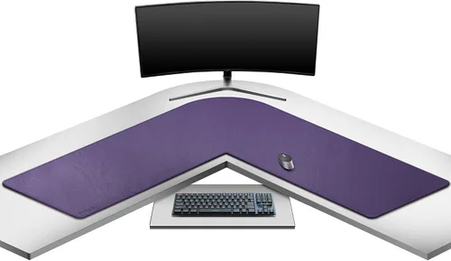 Miniatura 16 de Mydours Almohadilla de escritorio en forma de L, (38"+38") x 13" gran almohadilla de escritorio de cuero PU en esquina, almohadilla de mouse