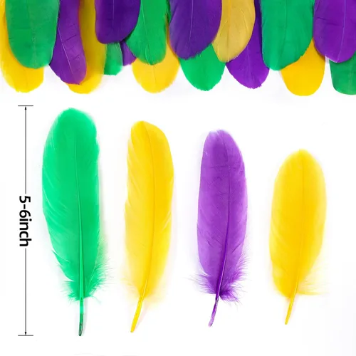 Miniatura 4 de Holmgren Plumas de Artesanía de Mardi Gras a Granel – 200 piezas Plumas de Ganso Grandes de 5-6 pulgadas para Decoración de Mardi Gras Carnaval