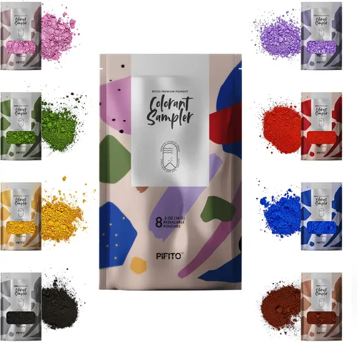 Miniatura 3 de Pifito Muestra de colorantes de pigmento de óxido – 8 hermosos colores para suministros de fabricación de jabón (0.25 oz cada una) – Rojo, azul