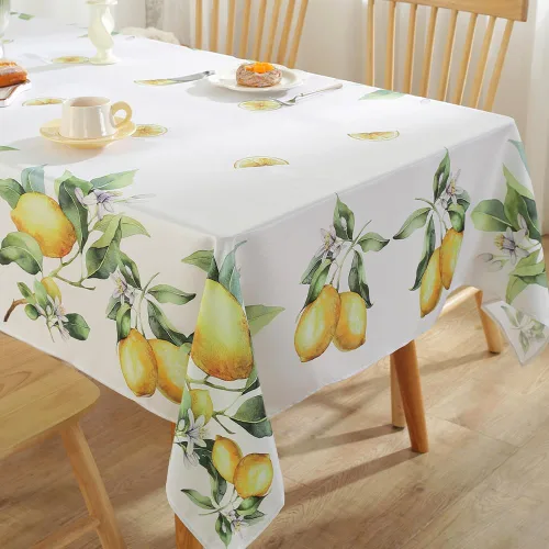 Miniatura 2 de MATIRUG Mantel de limón para mesa rectangular de 60 x 102 pulgadas, mantel de frutas de verano, a prueba de derrames, sin arrugas, tela floral