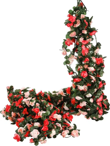 Miniatura 5 de Foraineam Paquete de 10 guirnaldas de rosas artificiales colgantes de 82 pies, rosas falsas, flores, plantas, hiedra, hogar, hotel, oficina, boda