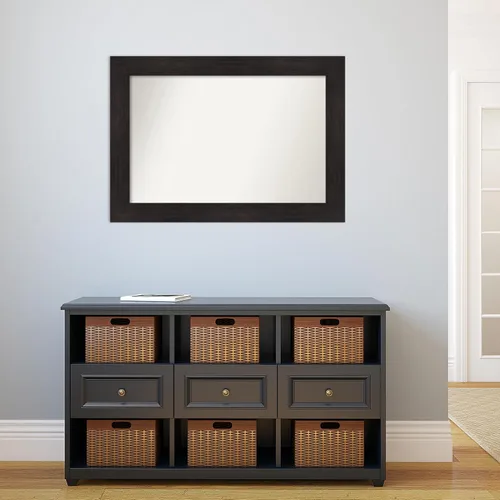 Miniatura 4 de Amanti Art Espejo de baño marrón para sobre el fregadero, 27 x 38 pulgadas, espejo de tocador rectangular para muebles de color espresso, marco