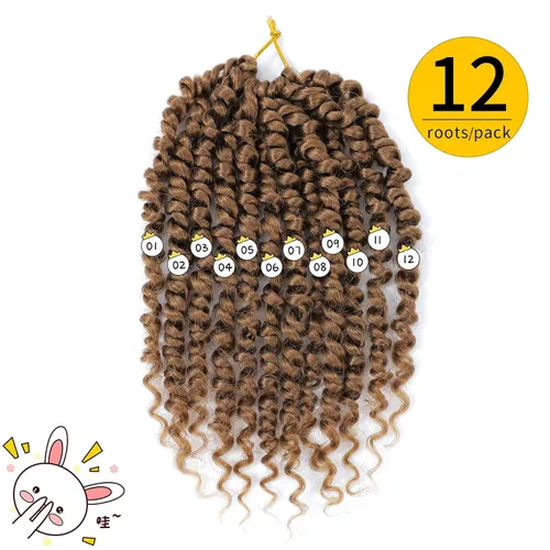 Miniatura 7 de Fulcrum Cabello Passion Twist de 6 pulgadas, 8 paquetes de cabello de ganchillo Passion Twist para mujeres negras, cabello pretrenzado de ganchillo