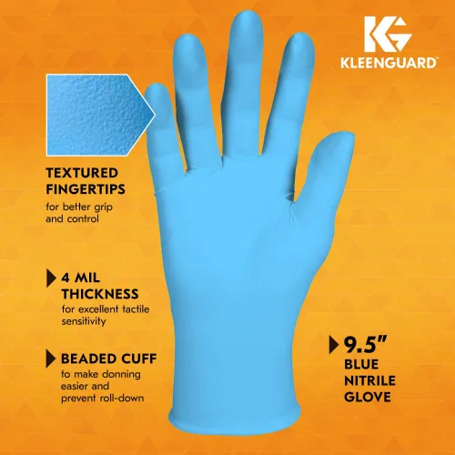 Miniatura 4 de Kleenguard™ G10 Comfort Plus™ - Guantes de nitrilo azules (54185), 4 mil, ambidiestros, compatibles con pantalla táctil, XS (100 guantes/caja)