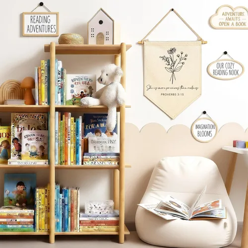 Miniatura 7 de FYSIA Versículo bíblico de las Escrituras para guardería, decoración botánica cristiana, banderín colgante, banderín, bandera de pared, decoración
