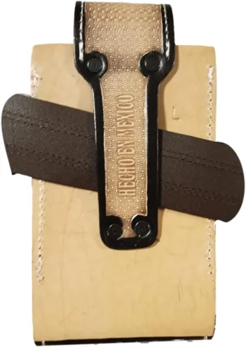 Miniatura 3 de Western autentic Tooled Leather Mexican Cell Phone Case for Belt. Men and Horse Pray Design. con cierre magnético. Tamaño universal (Capuccino)