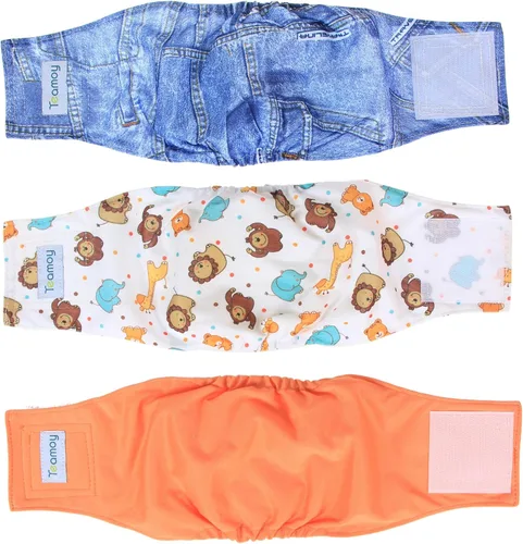 Miniatura 27 de Teamoy Pañales reutilizables para perros machos, bandas lavables para el vientre para cachorros, paquete de 3