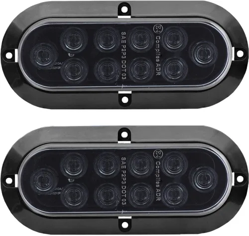 Miniatura 8 de TMH Luz trasera LED ámbar ovalada de 6 pulgadas, montaje en superficie, 10 LED, impermeable, parada, freno, giro, remolque, luces para camión, RV