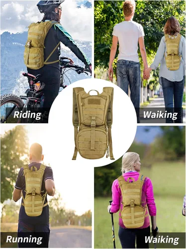 Miniatura 7 de SMONT Mochila táctica Molle de hidratación de agua para correr, ligera con vejiga de agua de 2.5 L para hombres que caminan
