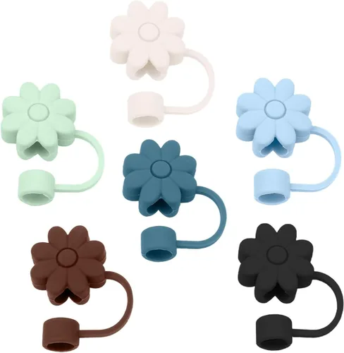 Miniatura 18 de Cubiertas de pajitas con flores SEMATA para tazas Stanley de 30 y 40 oz con asa, accesorios de 4 piezas, tapas de pajita de silicona reutilizables