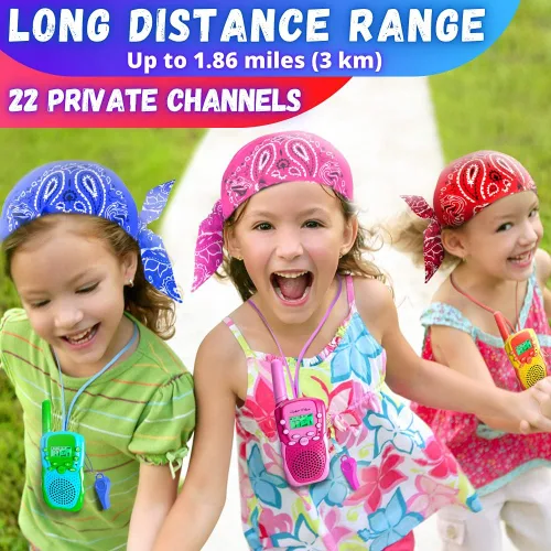 Miniatura 4 de Waka Waka Walkie Talkies para niños (paquete de 3, amarillo, rojo, verde) - Juego de walkie talkie bidireccional de largo alcance con bandanas