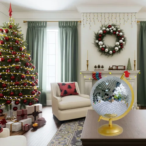 Miniatura 5 de Globo de bola de discoteca, estatuas de decoración del hogar, escultura clásica de arte de mesa con base de metal, esculturas estéticas decorativas