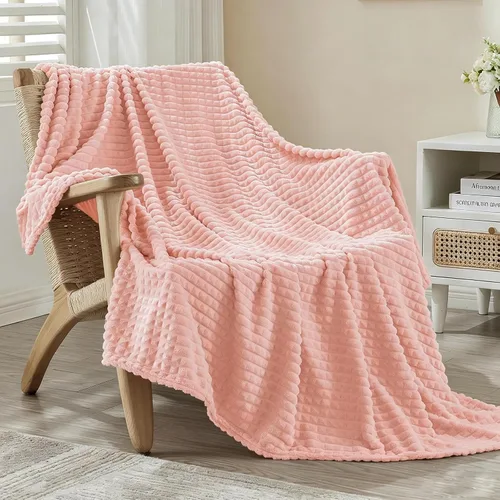 Miniatura 23 de EMME Manta de vellón, manta jacquard 3D para sofá y cama, manta suave, acogedora y esponjosa, ligera, de franela de lujo con diseño de cuadrícula