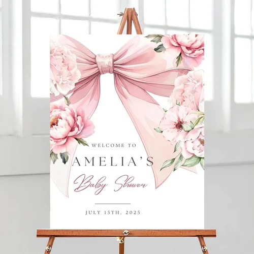 Miniatura 22 de Letrero de bienvenida editable de flores silvestres para baby shower, letrero de mariposa para baby shower, letrero con nombre personalizado