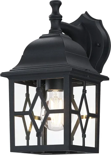Miniatura 10 de LIT-PaTH Farol de pared para exteriores del atardecer al amanecer, lámpara de pared exterior grande negro mate, base E26, iluminación de porche