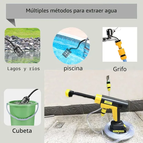 Miniatura 2 de Lavadora a presión inalámbrica portátil, lavadora portátil de 1200 PSI que se puede conectar directamente al grifo con 2 baterías, boquilla 6 en 1