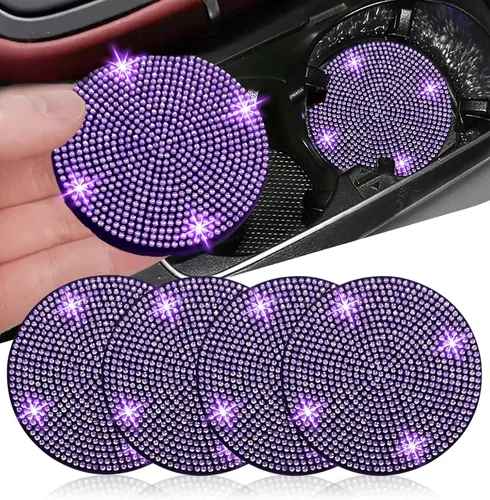 Miniatura 28 de NBTEPEM 2 posavasos de auto con diamantes de imitación, 2.75 pulgadas, antideslizantes, a prueba de golpes, universal, a la moda, para auto
