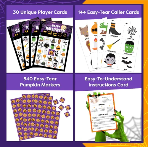 Miniatura 3 de Juegos de Halloween para fiestas infantiles, juego de bingo de Halloween para niños con hasta 30 jugadores, juegos de fiesta de Halloween