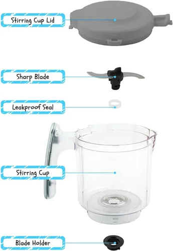 Miniatura 2 de Taza y cuchilla de repuesto con cesta de vapor para máquina de alimentos EVLA'S Baby - Gris