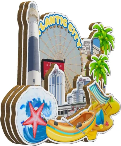 Miniatura 2 de Atlantic City New Jersey USA Imán de nevera de madera 3D Monumentos de viaje coleccionables, recuerdos decorativos hechos a mano -2898