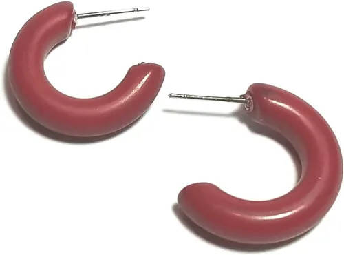 Miniatura 7 de Pendientes de aro Lucite Marrón Caramelo Pequeños aros de Secretaria Lucite Vintage - SEC-BR-1