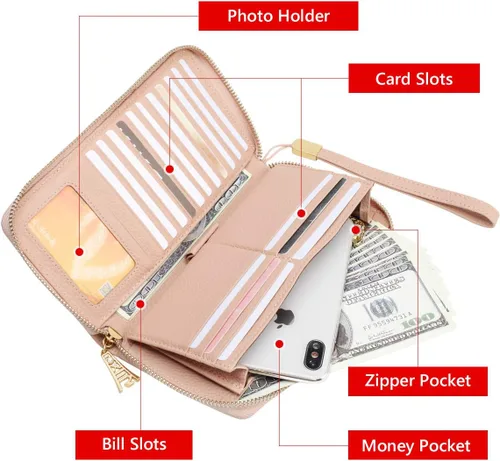 Miniatura 3 de Carteras de cuero para mujeres cuero genuino RFID bloqueo caja de regalo embalaje