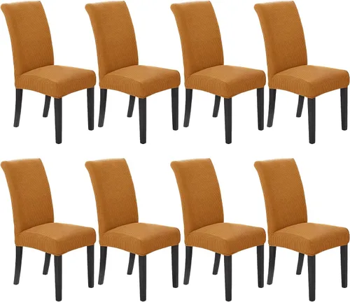 Miniatura 78 de Juego de 6 fundas elásticas para sillas de comedor, fundas para sillas de comedor lavables y removibles, fundas para sillas de comedor protectoras