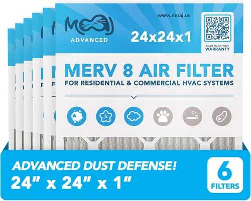 Miniatura 10 de Filtro de aire de 16 x 25 x 1 (paquete de 4) MERV 8 MOAJ Elite Dust Defense Con base en Estados Unidos Filtros de aire de repuesto plisados