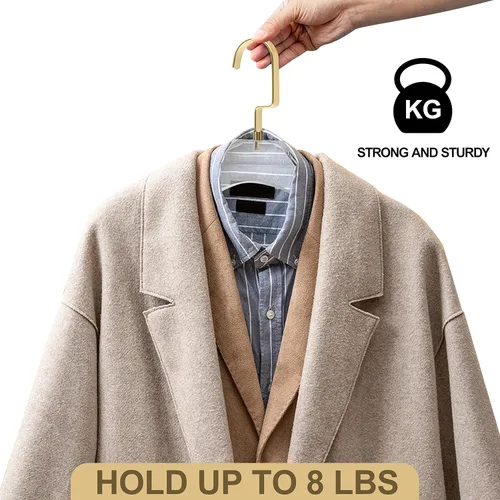 Miniatura 4 de Perchas de acrílico transparente de calidad resistente para abrigos, paquete de 2, colgador de ropa curvado elegante con anchos ganchos dorados