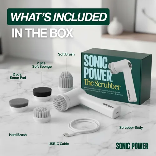 Miniatura 8 de SonicPower Cepillo Eléctrico Giratorio, de mano y ergonómico, impermeabilización IPx7, 4 accesorios multiusos incluidos, batería recargable de larga