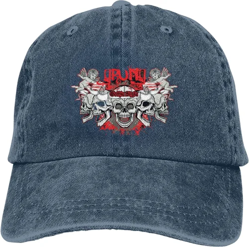 Miniatura 9 de Sombrero de vaquero de moda para hombre y mujer, ajustable para cuatro estaciones, gorra de béisbol del infierno con ángel, azul marino, Azul marino