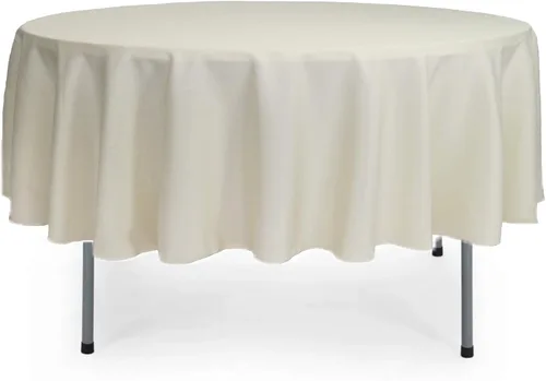 Miniatura 39 de YOUR CHAIR COVERS - Mantel redondo de poliéster prémium de 120 pulgadas - Mantel de lino color champán para mesas redondas estándar