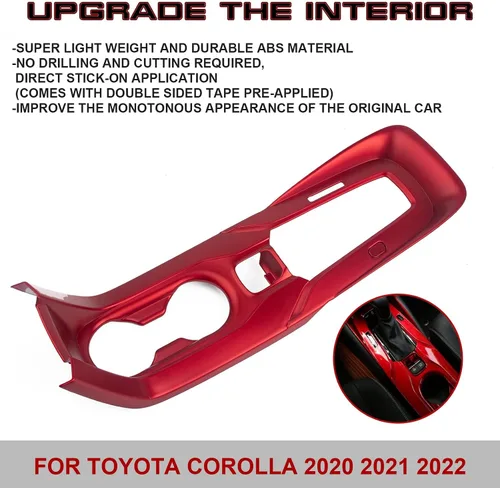 Miniatura 5 de x xotic tech Marco de fibra de carbono con textura de fibra de carbono, panel de palanca de cambios, cubierta compatible con Toyota Corolla