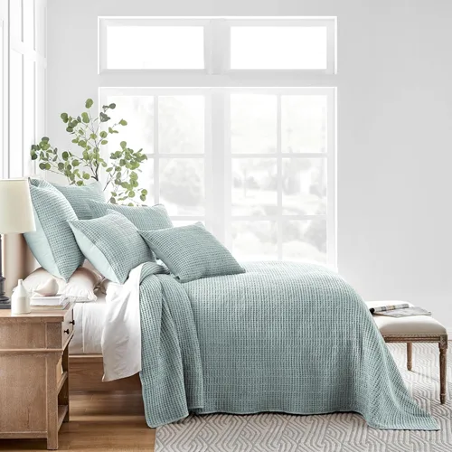 Miniatura 124 de Levtex Home Mills Waffle - Juego de colcha King (122 x 106 pulgadas) con 2 fundas de almohada (36 x 20 pulgadas) - Rubor - Juego de colcha de Blush