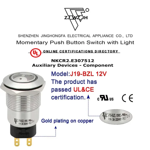 Miniatura 3 de Luz LED Roja Zumbador 12V 19mm Luz de Alarma Indicador Lámpara de Señal Piloto de Acero Inoxidable 0.75" Agujero de Montaje con Sonido de 85dB