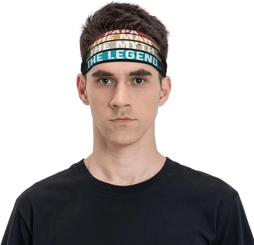 Papa The Man The Myth The Legend Headband for Men Women Sports Sweatband for Fitness Exercise Moisture Wicking Running Yoga Hairbands