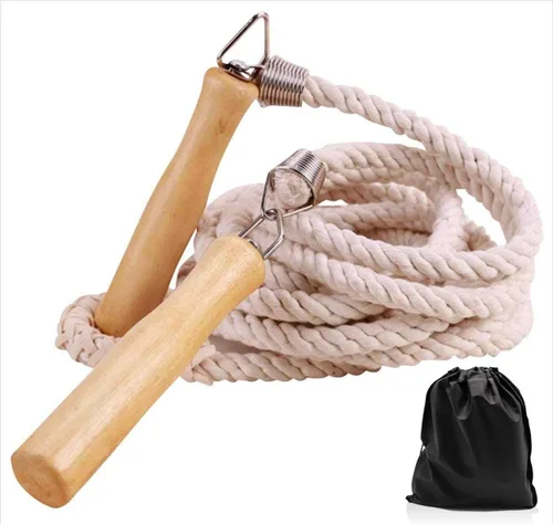 Miniatura 6 de ACEONE - Cuerda de saltar larga, cuerda de saltar multijugador con mango de madera para niños y adultos, cuerda de salto para grupo