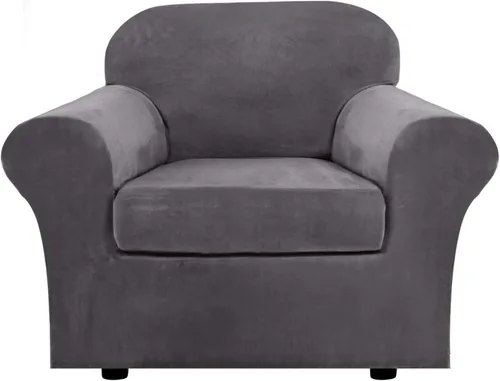 cjc Fundas elásticas para sofá de terciopelo de fácil ajuste con funda de cojín (gris, sillon)