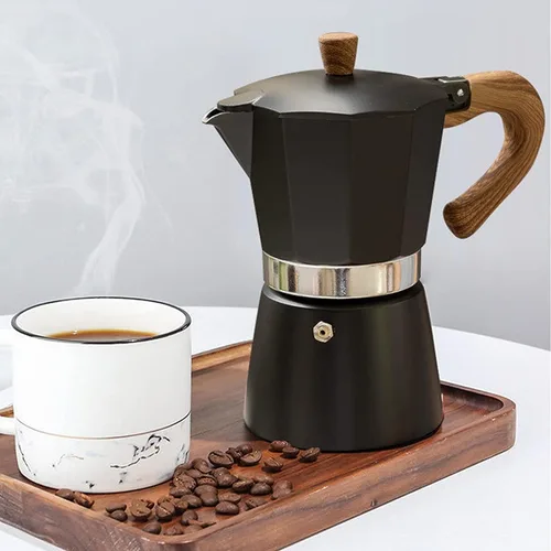 Moka - Cafetera de café italiano, cafetera italiana, cafetera de 6 tazas/10 onzas, estufa de aluminio, cafetera para camping, cafetera cubana manual