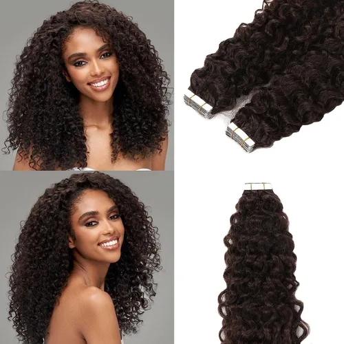 Miniatura 31 de Extensiones de cabello humano con micro anillo, lacio, rizado, color negro natural, largo microenlaces, extensiones de cabello humano para personas