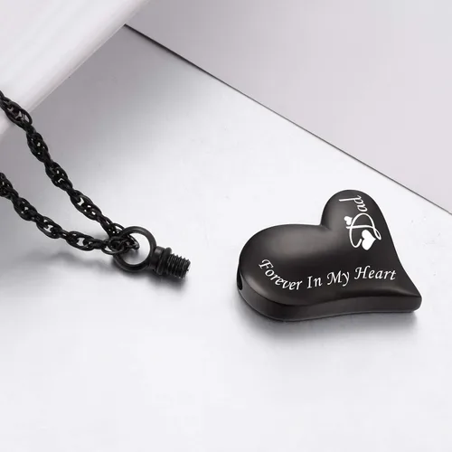 Miniatura 5 de XIUDA Collar de urna para cenizas Forever in My Heart colgante de cremación collar de acero inoxidable cenizas joyería para papá mamá papá marido