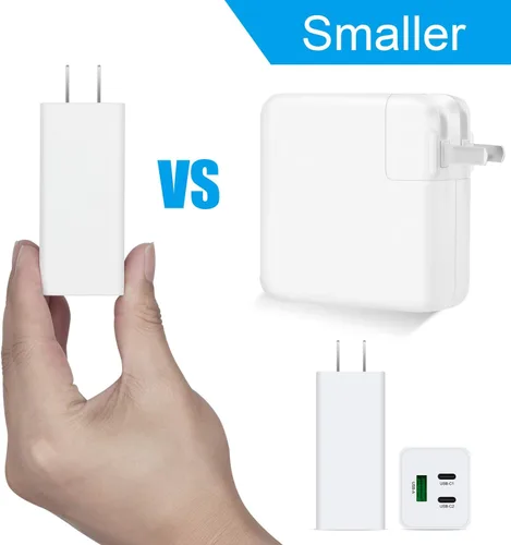 Miniatura 6 de NewWay Cargador rápido USB-C de 65 W de 3 puertos PD QC 3.0 de entrega plegable, cargador de pared USB-C para MacBook, iPad, iPhone Series con 15 16