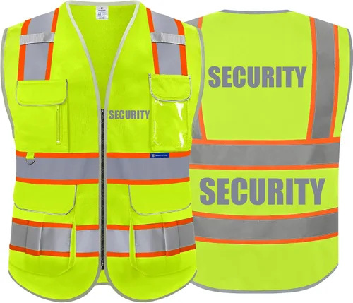 Miniatura 33 de BeautyWill Chalecos de seguridad de alta visibilidad clase 2 con certificación ANSI Chaleco de trabajo de seguridad con cremallera frontal