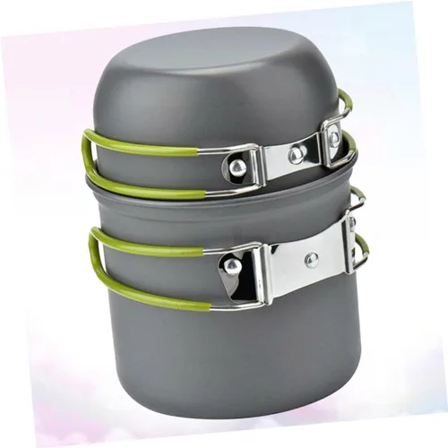 Miniatura 2 de SHOWERORO Aleación de aluminio portátil al aire libre vajilla camping senderismo supervivencia estufa utensilios de cocina antiadherente olla olla